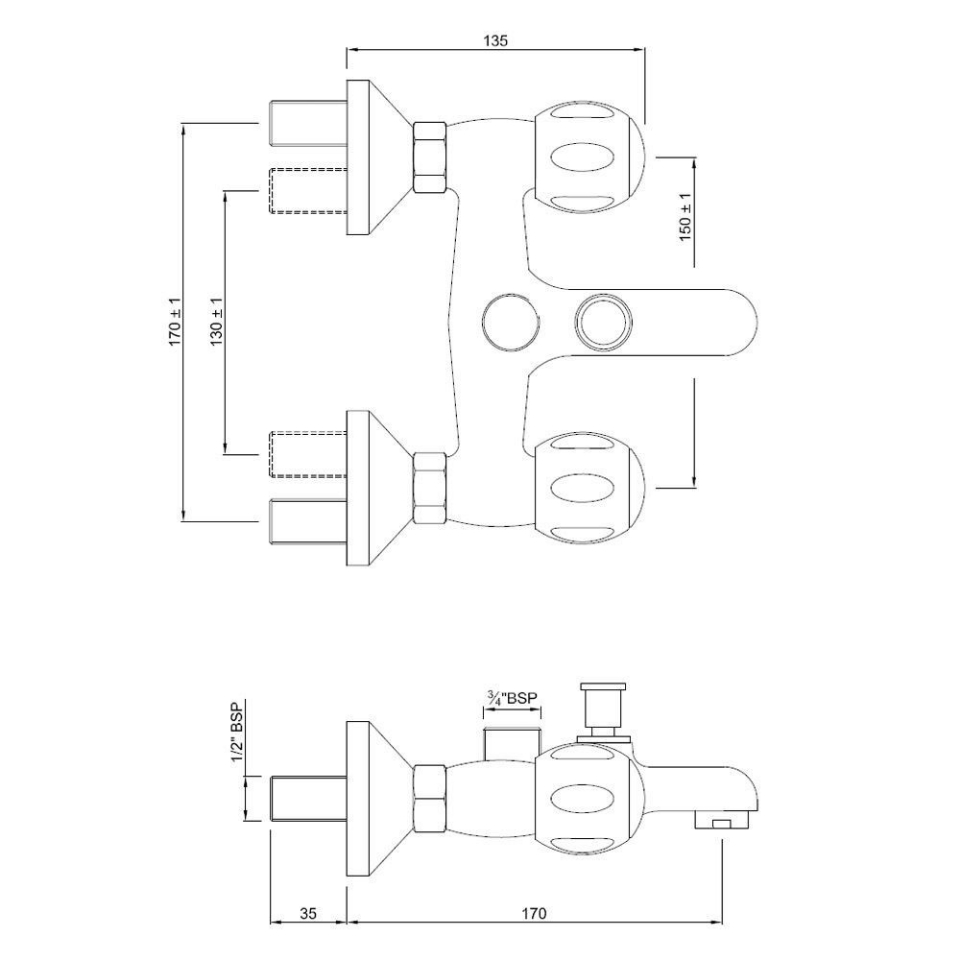 Clarion Wall Mixer With Telephonic Shower Provision