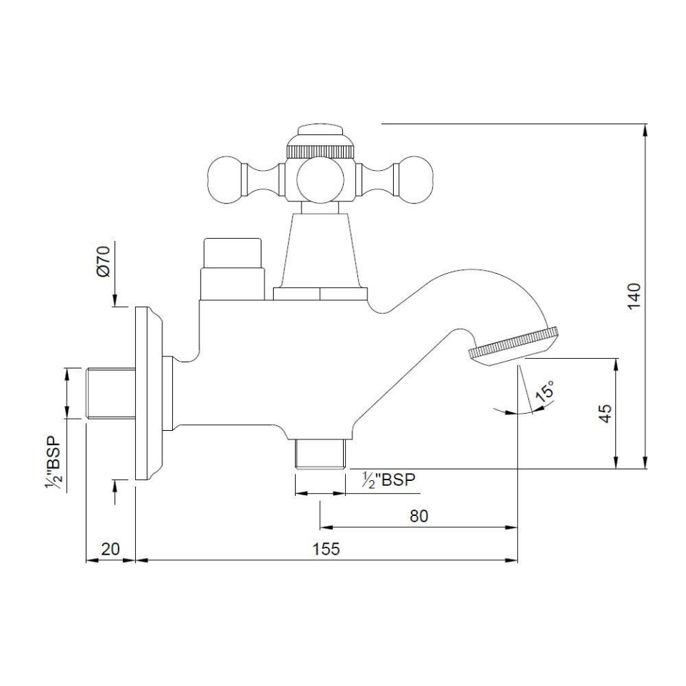 Queen Two Way Bib Cock Price Faucet Qqt Chr