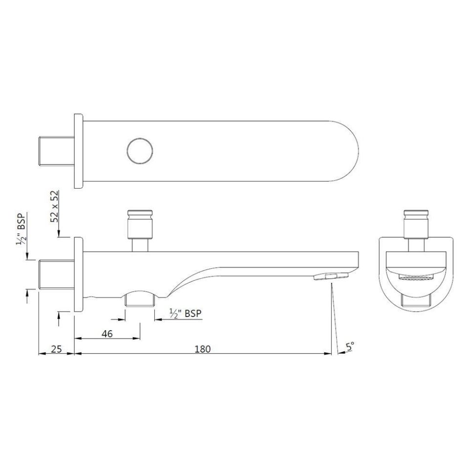 Ornamix Prime Bath Tub Spout with Wall Flange