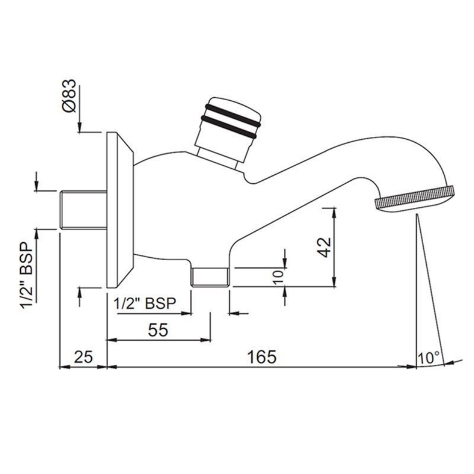 Queen's Bath Tub Spout with Hand Shower provision