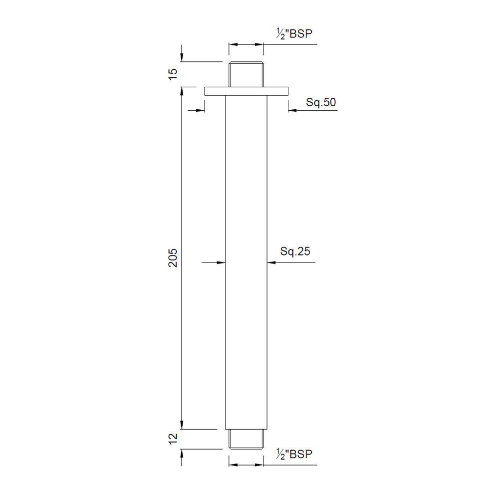 Square Shaped Ceiling Mounted 200mm Shower Arm Jaquar Jaquar