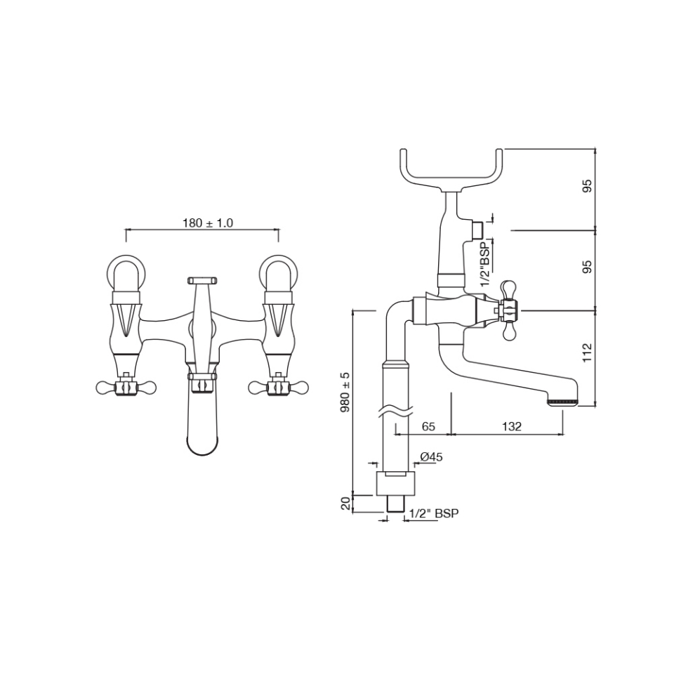 Bath and Shower Mixer with Telephonic Shower Crutch