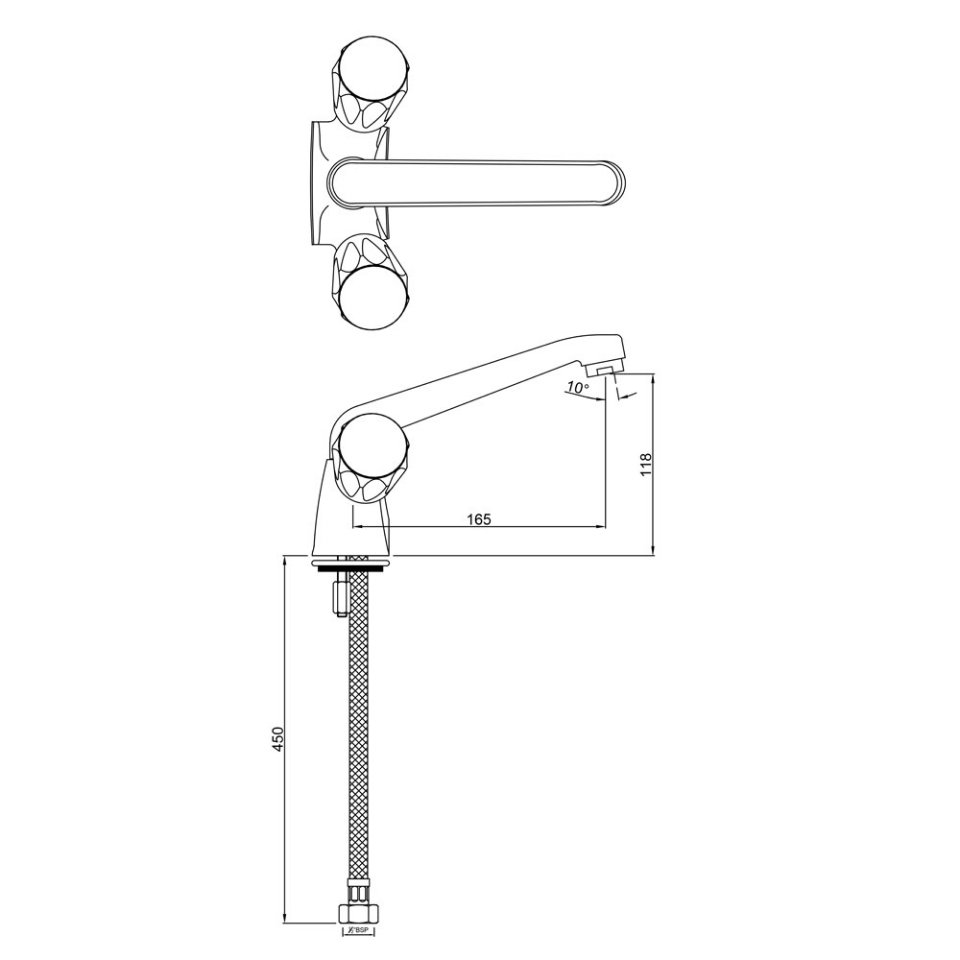 Continental Table Mounted Sink Mixer with Swinging Spout