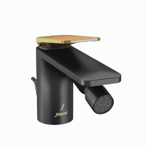 Picture of Single Lever 1-Hole Bidet Mixer with Popup Waste System - Lever: Gold Matt PVD | Body: Black Matt