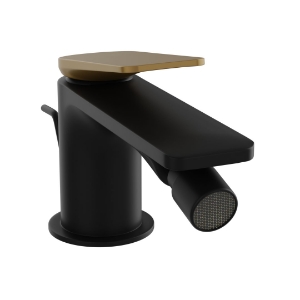 Picture of Single Lever 1-Hole Bidet Mixer - Lever: Gold Matt PVD | Body: Black Matt