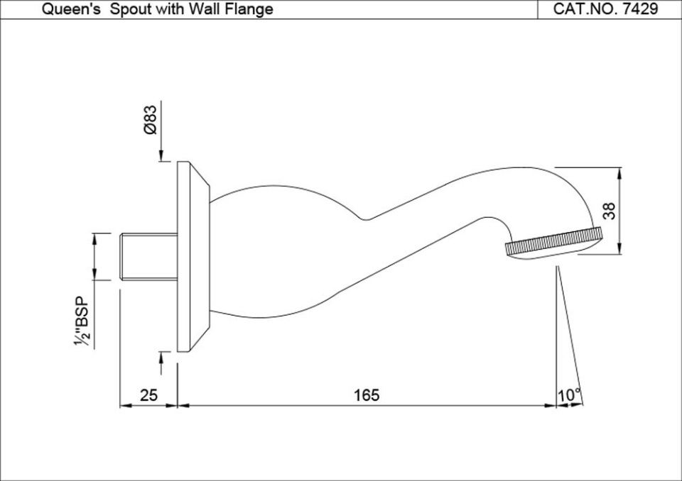 Queen's Bath Tub Spout + Wall Flange SPJCHR7429
