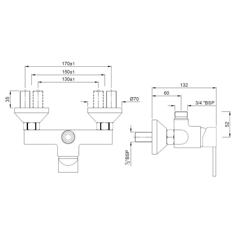 D'Arc Exposed - Overhead Shower Hot and Cold Water Mixer