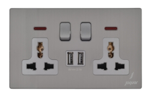 Picture of 13A Universal Switched Socket With Indicator With 2 Usb