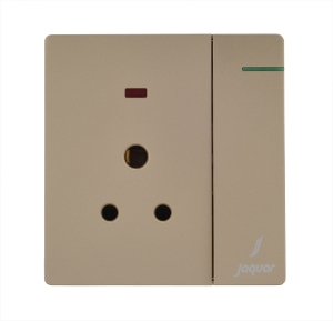 Picture of Three Pin Socket With Indicator And Big Switch - Gold
