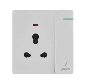 Picture of Three Pin Socket With Indicator And Big Switch - White