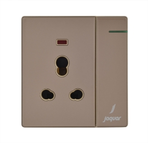 Picture of Three Pin Socket With Indicator And Big Switch - Gold