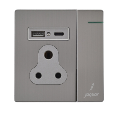 Picture of Three Pin Socket With Indicator And Big Switch And One USB And One Type-C