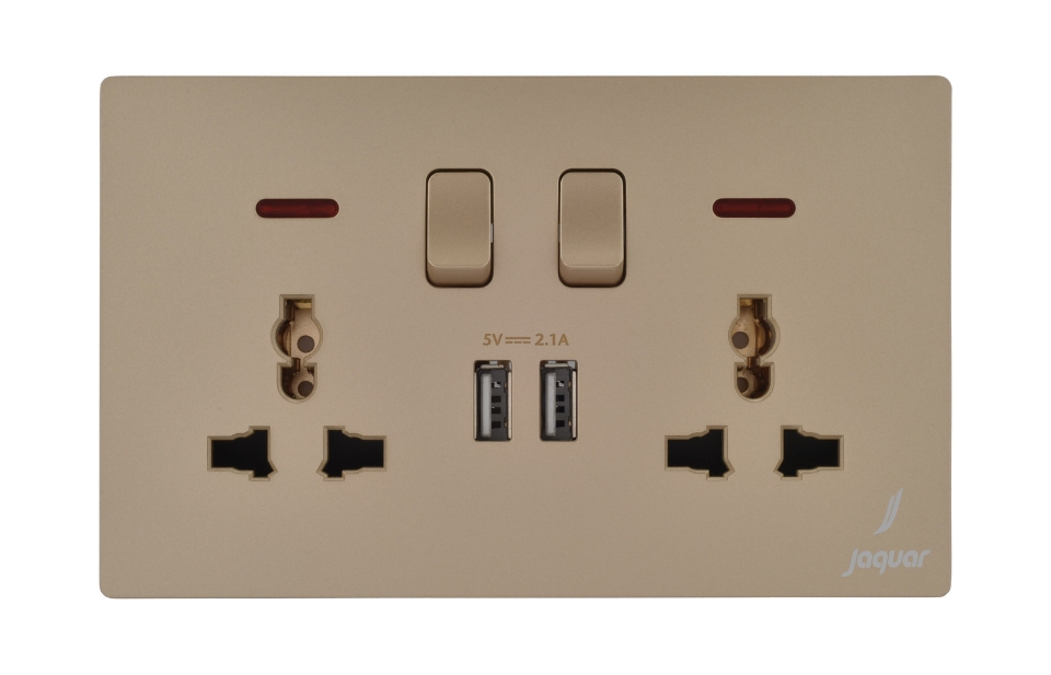 Picture of 13A Universal Switched Socket With Indicator - Gold