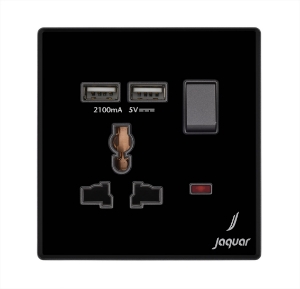 Picture of Universal Socket With 2 Usb Port - Black