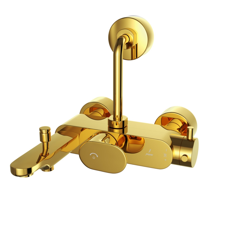 Picture of Exposed Thermostatic Bath & Shower Mixer 3-in-1  System - Gold Bright PVD