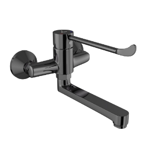 Picture of Single Lever Surgical Purpose Elbow Action Sink Mixer (Wall Mounted) - Black Chrome