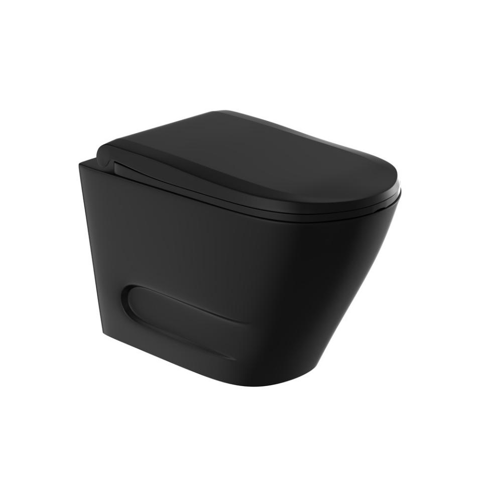 Rimless Blind Installation Wall Hung WC - Black Matt