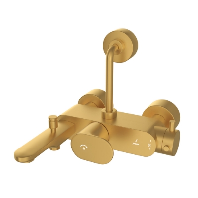 Picture of Exposed Thermostatic Bath & Shower Mixer 3-in-1  System - Gold Matt PVD
