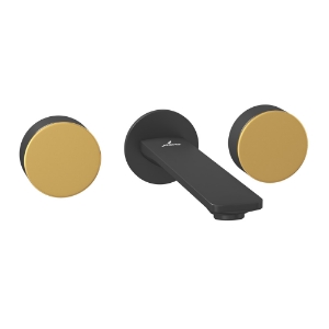 Picture of Exposed Part Kit of Two Concealed Stop Cocks - Lever: Gold Matt PVD | Body: Black Matt