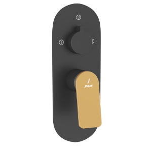 Picture of Aquamax Exposed Part Kit of Single Lever Shower Mixer with 3-way diverter -  Lever: Gold Matt PVD | Body: Black Matt