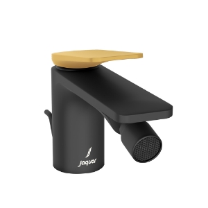 Picture of Single Lever 1-Hole Bidet Mixer with Popup Waste System - Lever: Gold Matt PVD | Body: Black Matt