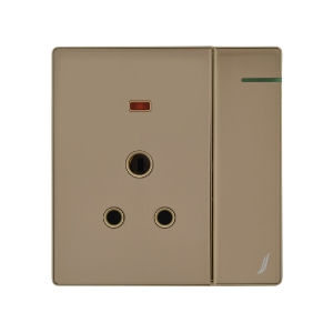 Picture of Three Pin Socket With Indicator And Big Switch - Gold