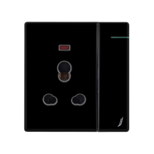 Picture of Three Pin Socket With Indicator And Big Switch - Black