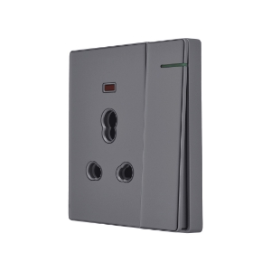Picture of Three Pin Socket With Indicator And Big Switch - Grey
