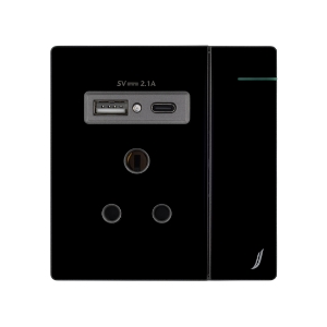 Picture of Three Pin Socket With Indicator And Big Switch And One Usb And One Type-C - Black