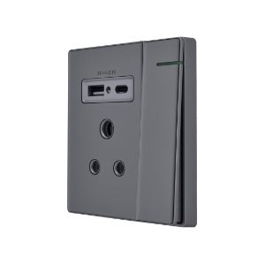 Picture of Three Pin Socket With Indicator And Big Switch And One Usb And One Type-C - Grey