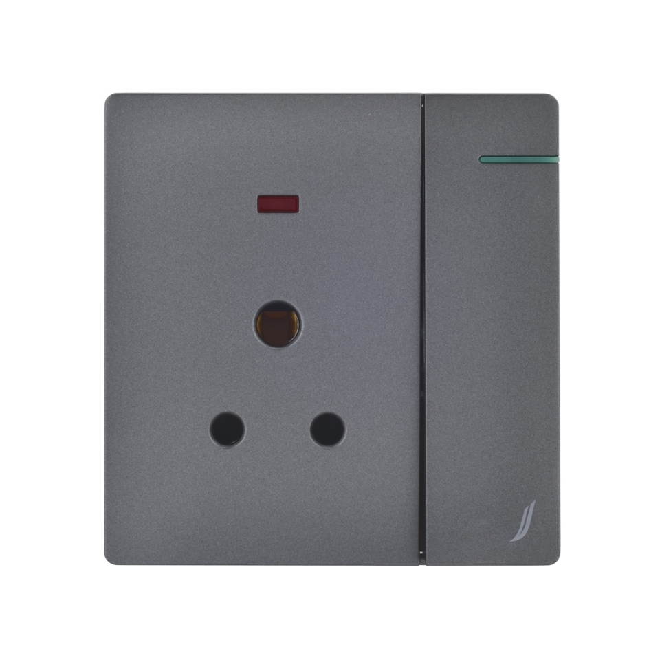 Picture of Three Pin Socket With Indicator And Big Switch - Grey
