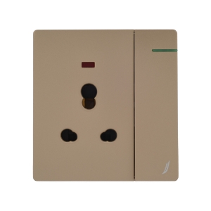 Picture of Three Pin Socket With Indicator And Big Switch - Gold
