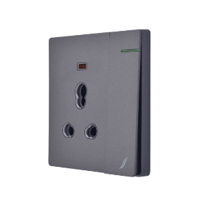 Picture of Three Pin Socket With Indicator And Big Switch - Grey