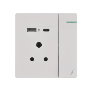 Picture of Three Pin Socket With Indicator And Big Switch And One Usb And One Type-C