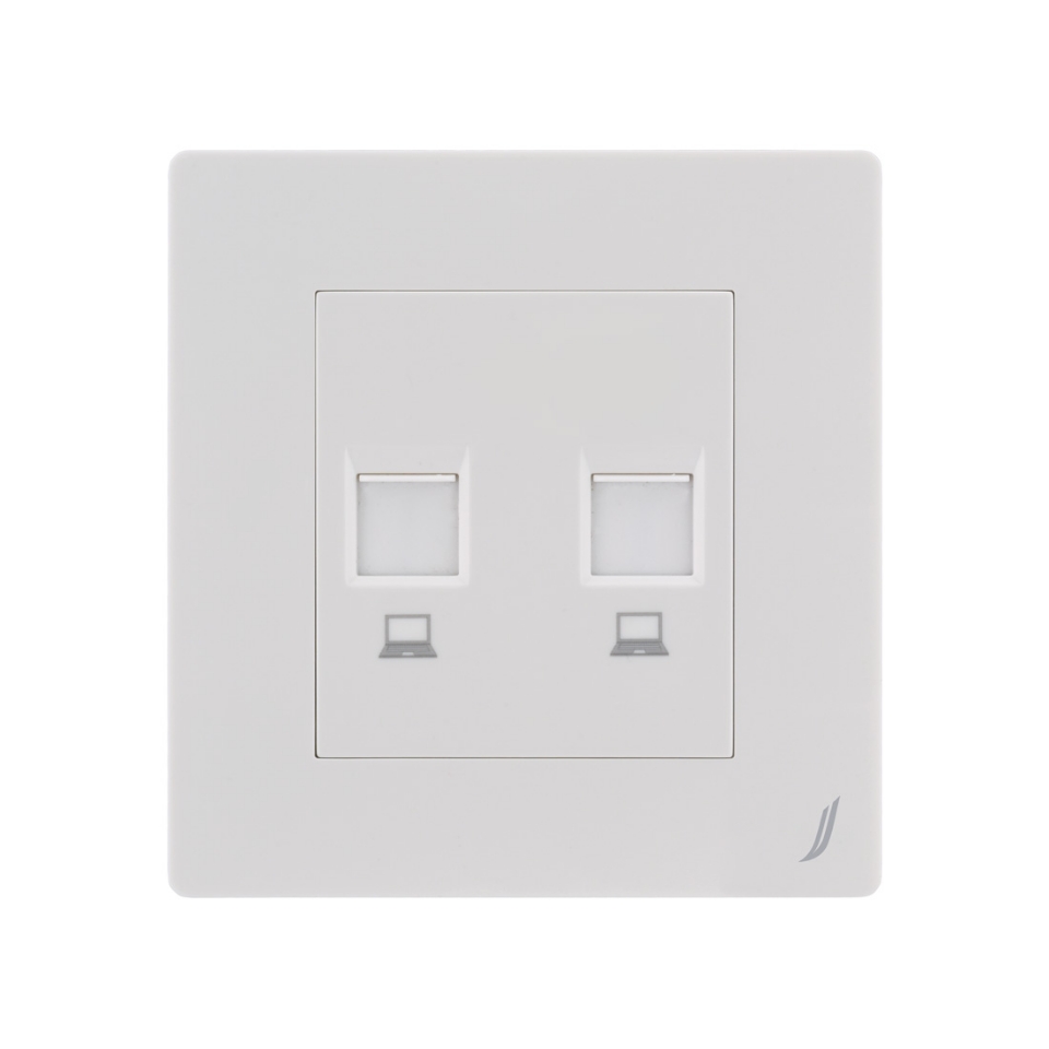 Picture of Double Computer Socket - White