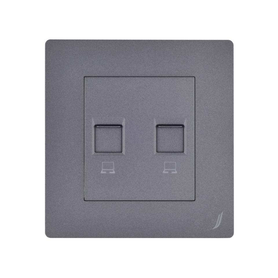 Picture of Double Computer Socket - Grey