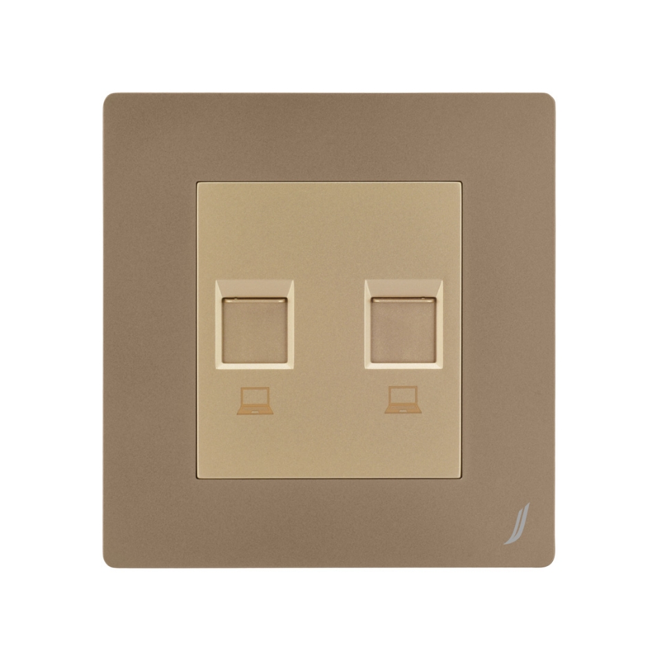 Karbonic Gold Finish LAN Sockets for Two Computer