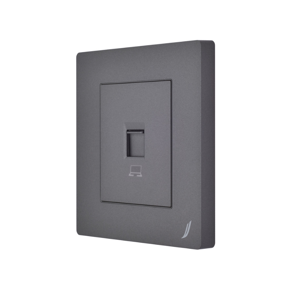 Karbonic Grey Finish RJ45/Cat6 Computer LAN Socket