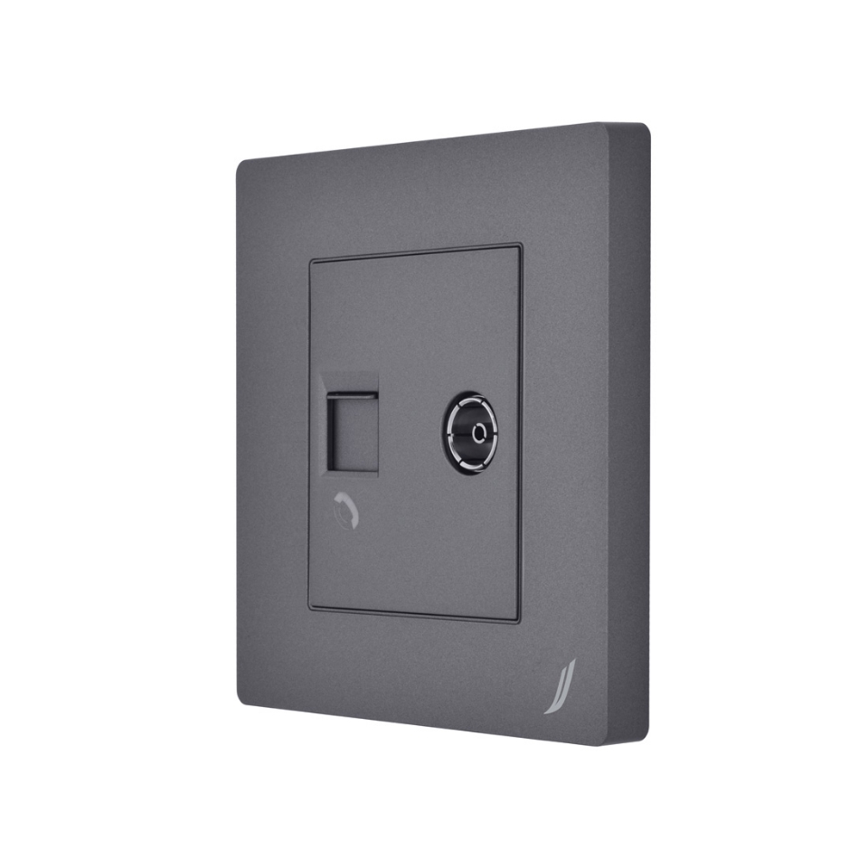 TV and Telephone RJ11 Grey Socket in Karbonic Range