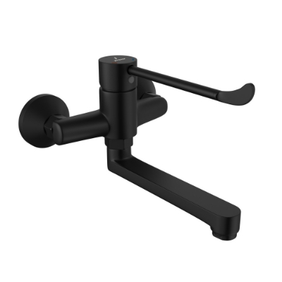 Picture of Single Lever Surgical Purpose Elbow Action Sink Mixer (Wall Mounted) - Black Matt