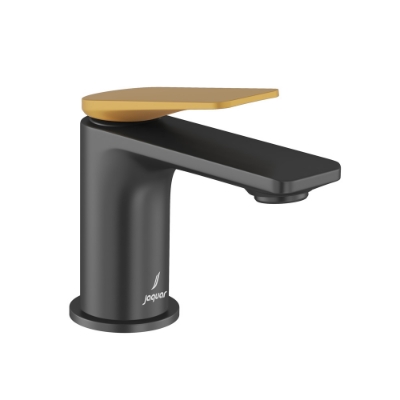 Picture of Single Lever Basin Mixer - Lever: Gold Matt PVD | Body: Black Matt