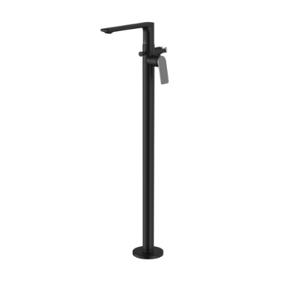 Picture of Exposed Parts of Floor Mounted Single Lever Bath Mixer - Lever: Black Chrome | Body: Black Matt