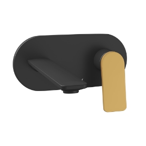 Picture of Exposed Part Kit of Single Lever Basin Mixer Wall Mounted - Lever: Gold Matt PVD | Body: Black Matt
