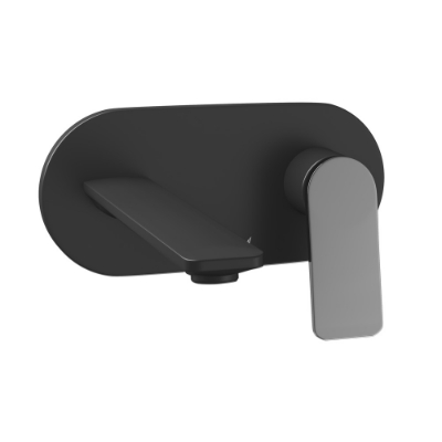 Picture of Exposed Part Kit of Single Lever Basin Mixer Wall Mounted - Lever: Black Chrome | Body: Black Matt