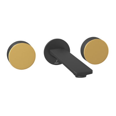 Picture of Exposed Part Kit of Two Concealed Stop Cocks - Lever: Gold Matt PVD | Body: Black Matt