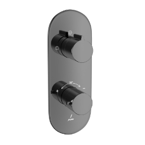 Picture of Aquamax Exposed Part Kit of Thermostatic Shower Mixer with 2-way diverter - Black Chrome