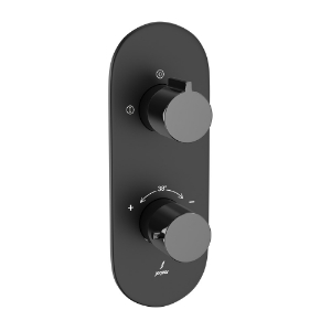 Picture of Aquamax Exposed Part Kit of Thermostatic Shower Mixer with 2-way diverter - Lever: Black Chrome | Body: Black Matt