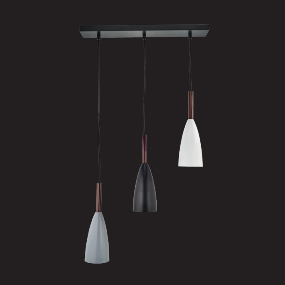 Picture of 3 Light grey conical pendant