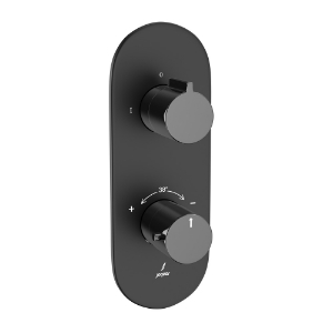 Picture of Aquamax Exposed Part Kit of Thermostatic Shower Mixer with 2-way diverter - Lever: Black Chrome | Body: Black Matt