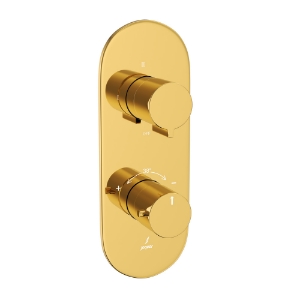 Picture of Aquamax Thermostatic Shower Mixer With 3-Way Diverter - Gold Bright PVD